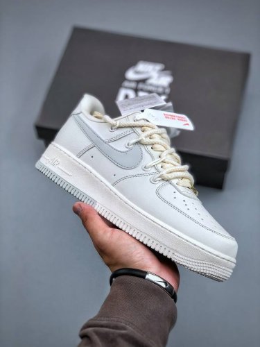 nike Air Force 1 Low 07 白灰麻绳绑带原楦头原纸板 打造纯正低帮空军版型专注外贸渠道 全掌内置蜂窝气垫 原盒配件 原厂中底钢印、拉帮完美