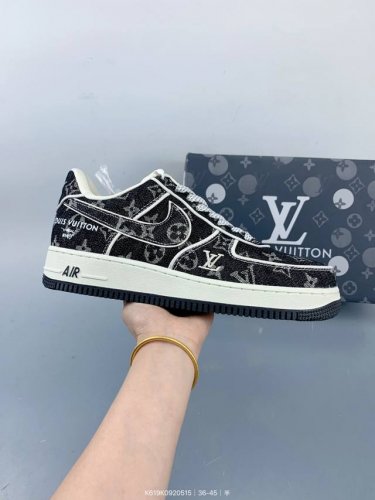 公司级Nike Air Force 1 '07 Low “Lv联名--深黑色牛仔”空军一号 低帮 运动鞋 休闲鞋 折边针车 工艺难度大 原楦头原纸板 原装鞋盒