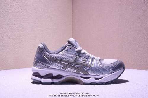 真标 亚瑟士 Asics Gel-Kayano 14 运动休闲透气专业缓震慢跑鞋。采用工程弹性双层再生网格密度鞋面材质，后跟3D可视Gel缓震乳胶物料，升级Ff