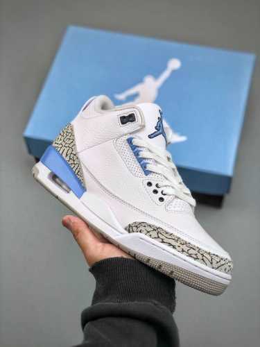 核心私 Air Jordan 3 Unc Aj3 乔3北卡蓝 白爆蓝裂纹 中篮帮球鞋 Ct8532-104 尺码：36 36.5 37.5 38 38.5 39