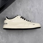 本地 核心私 Travis Scott X Fragment Design X Air Jordan 1 Low Og Sp Aj1 乔1 迪奥联名-米白黑底