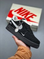 Nike Air Force 1 Low 07 X Stussy 黑银小钩原楦头原纸板 打造纯正低帮空军版型专注外贸渠道 全掌内置蜂窝气垫 原盒配件 原厂中底钢