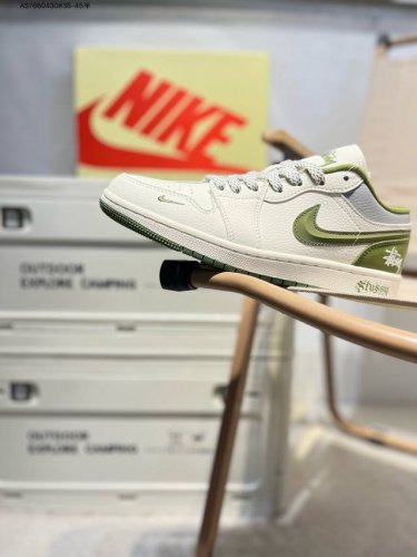 公司级头层皮斯图西 X 乔丹Air Jordan 1 Low Aj1低帮系列篮球鞋 官方同步配色 原装级产物 #拒绝公底 立体鞋型 细节完美 高清洁度Xs608
