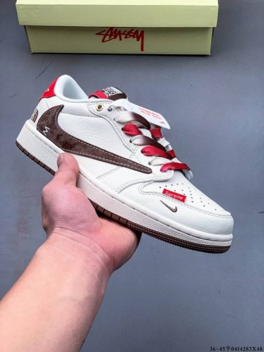 集图 公司级头层！耐克Nike Air Jordan 1 Low Aj1乔1 低帮潮流缓运动休闲板鞋。Aj1 低帮拼接 完美版型真头层牛皮# 内置缓震气垫 原鞋