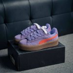 核心私 Puma Creeper Phatty Lavender Burnt Red 松糕面包版系列低帮厚底百搭休闲增高板鞋“翻毛香芋紫荧光红生胶底” 货号：3