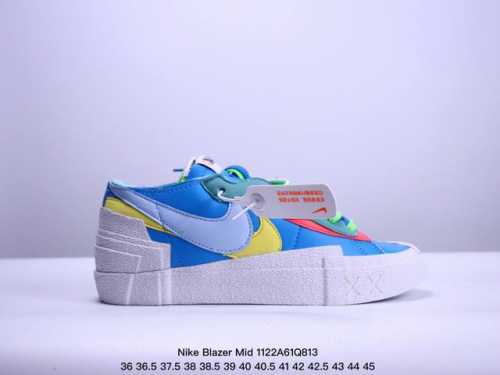 公司级sacai X Nike Blazer Mi D经典百搭中帮开拓者休闲运动板鞋 真硫化铝楦制作 原厂布料拼接 独家裁片完美鞋型 台湾进口软感荔枝头层皮 原