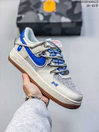 海外限量发售！公司级Nike Air Force 1 '07 Low “Bape联名 米蓝生胶抽绳”空军一号 低帮 运动鞋 休闲鞋 折边针车 工艺难度大 原楦头 - 点击图像关闭