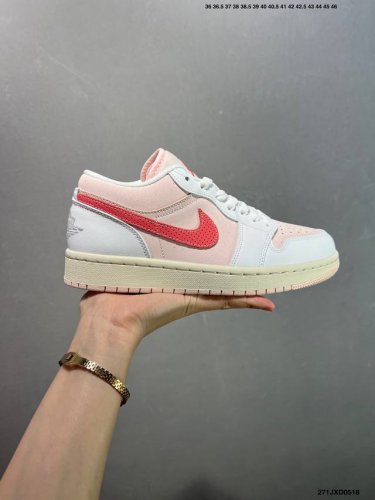 公司级Air Jordan 1 Low Aj1 乔1白粉红 低帮文化休闲运动板鞋 Ib8156-133 市场唯一独家头层皮打造 原鞋原档案开发 原厂皮料 原档冲