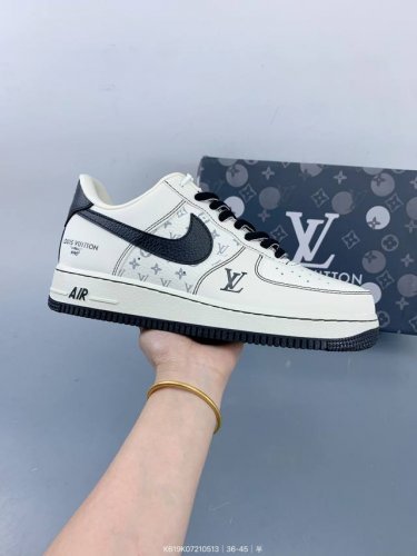 公司级Nike Air Force 1 '07 Low “Lv联名 白黑”空军一号 低帮 运动鞋 休闲鞋 3M反光 折边针车 工艺难度大 原楦头原纸板 原装鞋盒