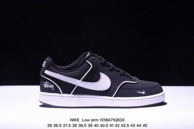 海外爆款 Mlb简约风格设计，融合 Nike Low Prm 小空军斯图西-黑面白勾低帮百搭透气休闲运动板鞋 . 原数据独家私模大底 纯正版型 清洁度完美 柔软