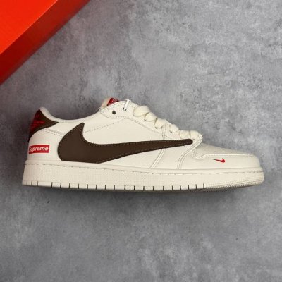 本地 核心私 Air Jordan 1 Low X Supreme 米棕小勾 满天星 周年高端定制 低帮休闲板鞋 #定制鞋盒 大厂纯原品质出货 超高清洁度 皮料