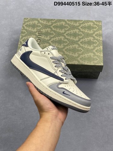 公司级Aj1倒勾Travis Scott X Air Jordan 1 ” Reverse Mocha “ Aj1乔1 Ts 闪电 联名倒钩 低帮文化篮球鞋 完