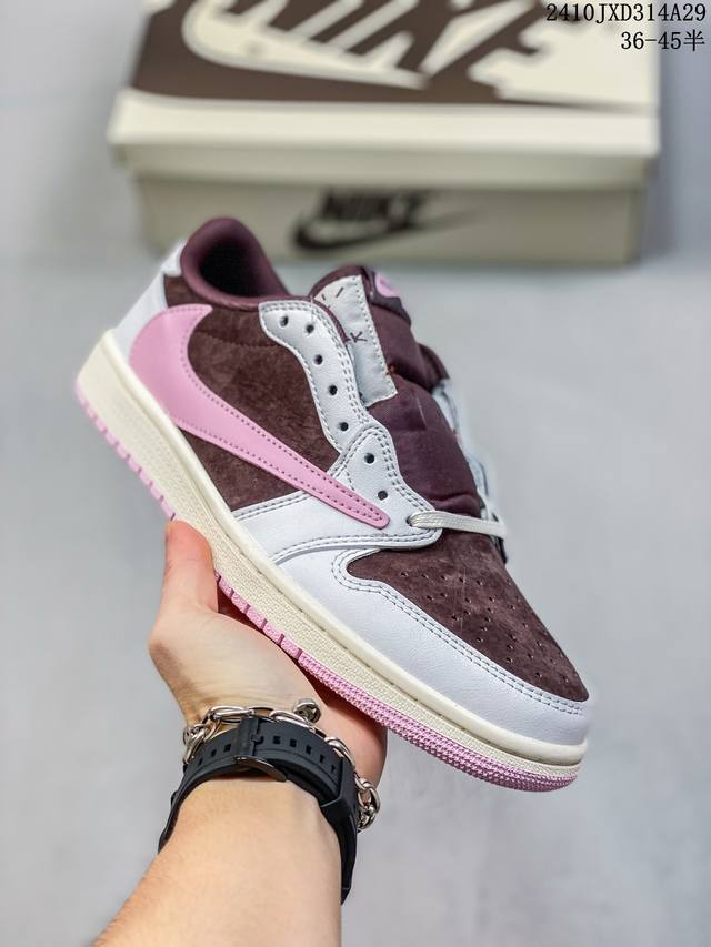 180 公司级Aj1倒勾Travis Scott X Air Jordan 1 ” Reverse Mocha “ Aj1乔1 Ts 闪电 联名倒钩 低帮文化篮