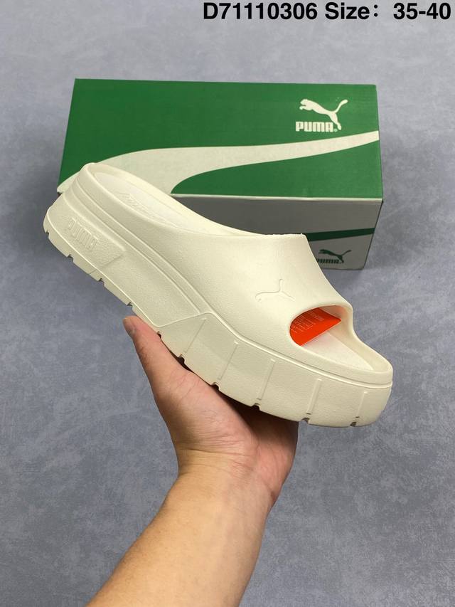 80 Puma彪马Mayze Stackinjex夏季女增高厚底沙滩软底休闲拖鞋389454 码数35-40半 D71110306