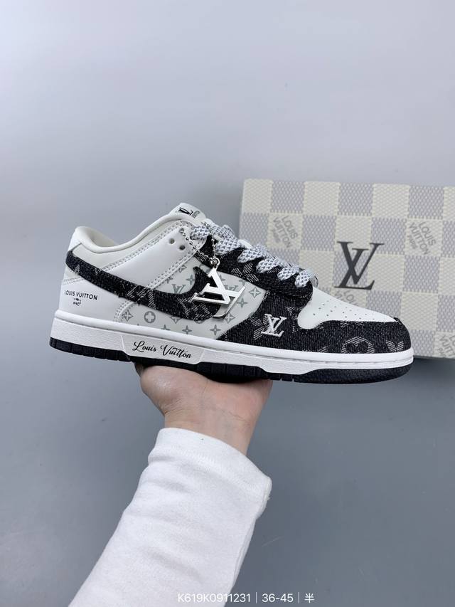 ：180 公司级 Nike Sb Dunk Low Lv联名 周年高端定制 低帮休闲板鞋 定制鞋盒 大厂纯原品质出货 超高清洁度 皮料切割干净无任何毛边 细节
