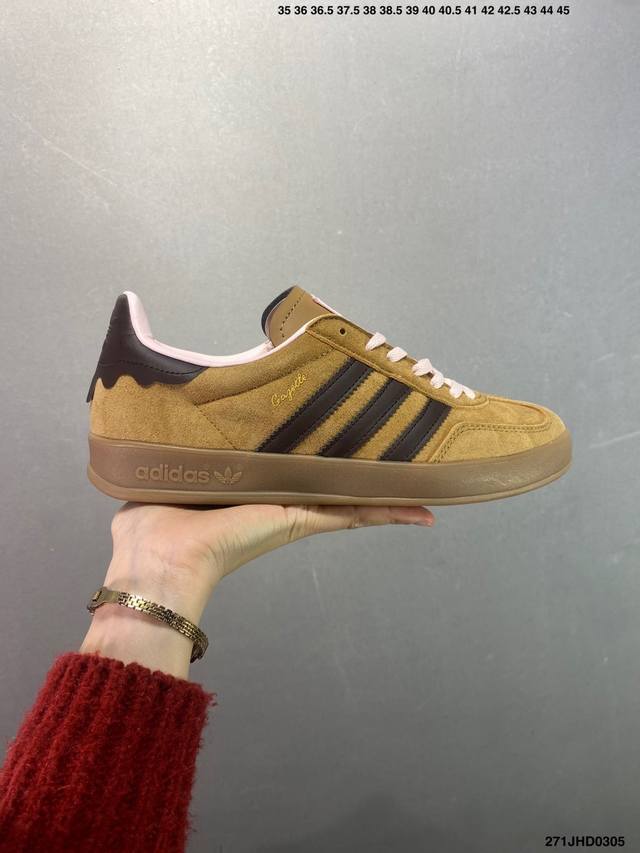 170 Ad Originals Gazelle Indoor 棕粉 三叶草复古休闲运动板鞋 原装公司级 鞋面采用皮革环保纤维革材质，外置Rb橡胶大底，耐磨不打