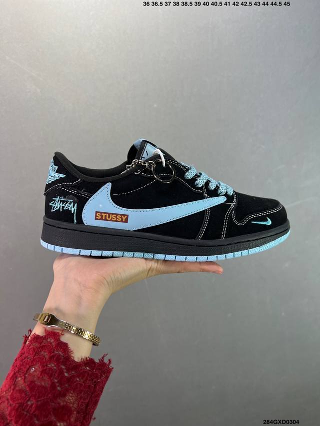 310 公司级Travis Scott X Fragment Design X Air Jordan 1 Low Og Sp Aj1 乔1 斯图西联名 黑蒂芙尼