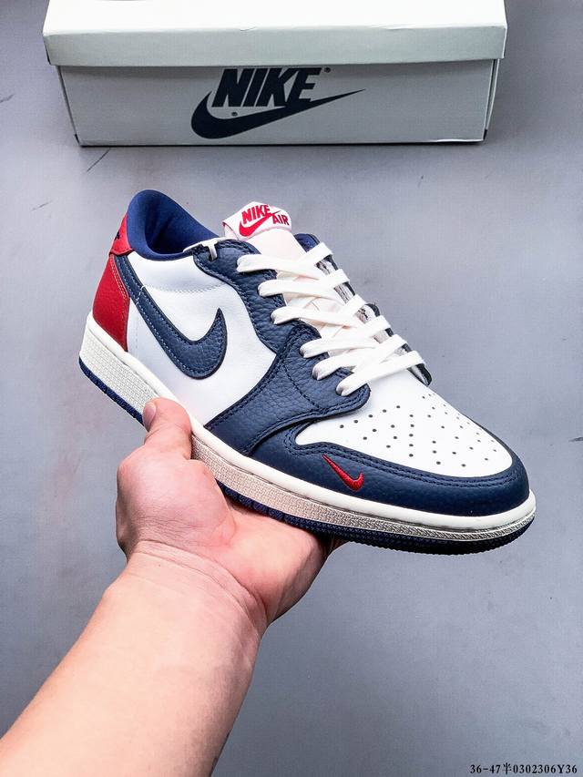250 公司级头层！耐克Nike Air Jordan 1 Low Aj1乔1 倒勾低帮潮流缓运动休闲板鞋。Aj1 低帮拼接 完美版型真头层牛皮# 内置缓震气垫