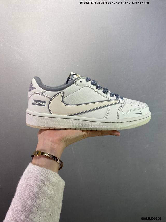 230 核心私 公司级Ts X Air Jordan Aj1 Low 倒钩低帮联名定制配色 Ch6336-013 原厂内置气垫魔块 A模大底 头层小牛皮 鞋舌