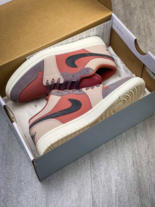 ￥180 Air Jordan 1 Low Aj1 乔1红粉紫 拼接 #市售最高品质 原鞋开发 大厂代工流水线打造 公司货既视感 细节随意对比 货号：Dc077