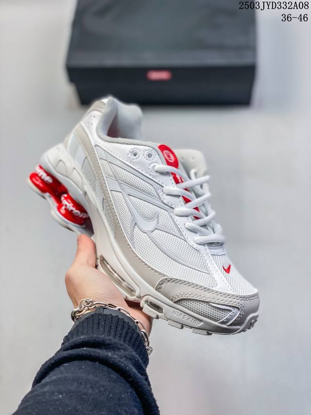 200 简介：耐克 Supreme X Nike Shox Ride 2 Sp 联名扣篮系列 缓震时尚休闲运动慢跑鞋 货号：Dn1615 100 尺码：如图 编
