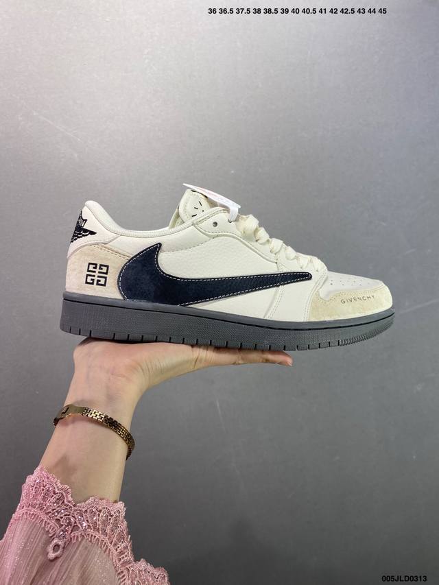 230 核心私 公司级Ts X Air Jordan Aj1 Low 倒钩低帮联名定制配色 Cf3688-077 原厂内置气垫魔块 A模大底 头层小牛皮 鞋舌
