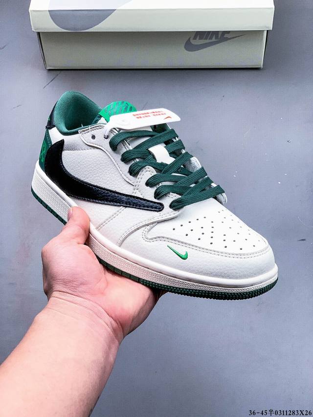180 公司级头层！耐克Nike Air Jordan 1 Low Aj1乔1 低帮潮流缓运动休闲板鞋。Aj1 低帮拼接 完美版型真头层牛皮# 内置缓震气垫 原