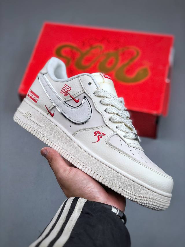 360支持放店 【定制版】Nike Air Force 1 Low Supreme联名原楦头原纸板 打造纯正空军版型专注外贸渠道 全掌内置蜂窝气垫 原盒配件 原
