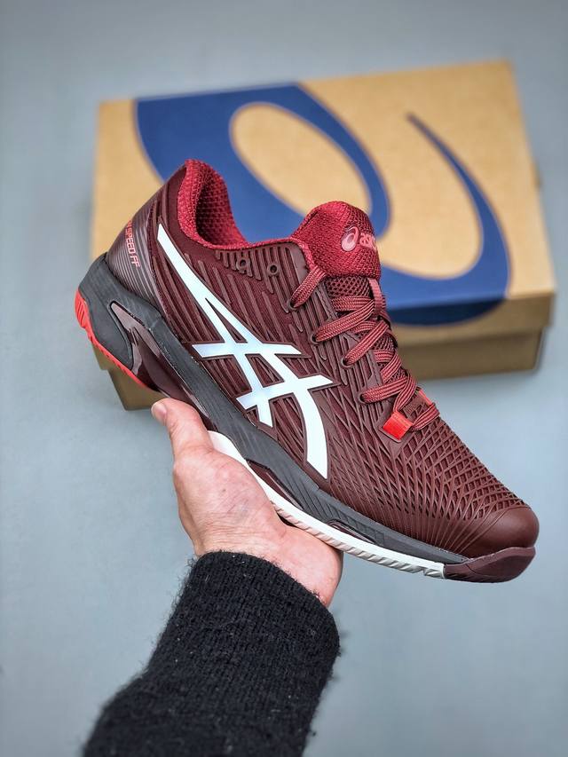 320支持放店 Asics Solution Speed Ff 2 酒红白亚瑟士轻量速度型网球鞋 Dynawrap 技术可提升稳定性 Flytefoam 科技打