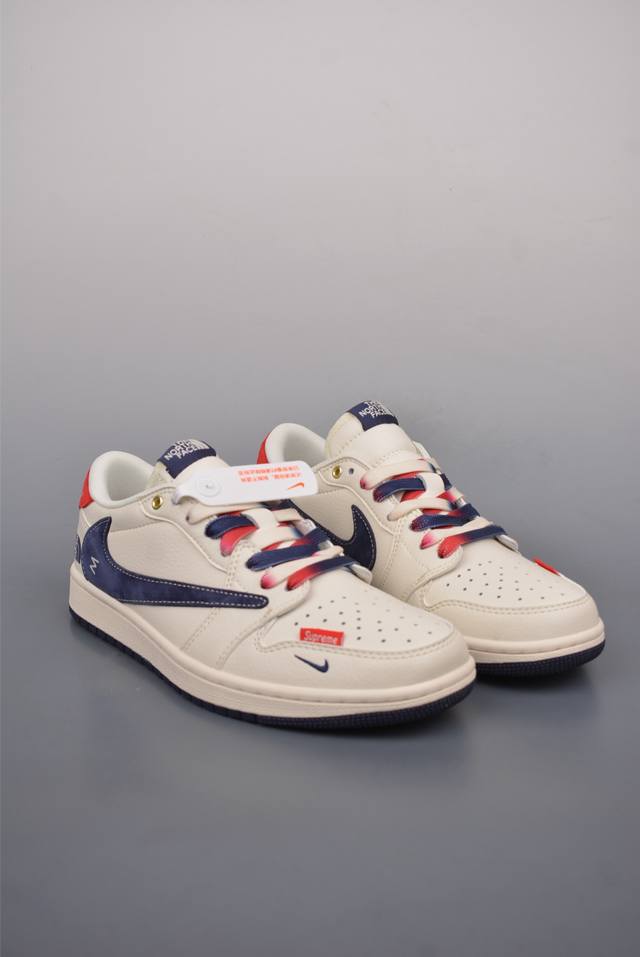 360 Fragment X Travis Scott X北面 Air Jordan 1 Low 三方联名倒钩 性价比原盒出货 全新的三方联名低帮倒钩鞋面延续
