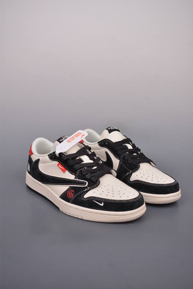 360 Fragment X Travis Scott X 北面 Air Jordan 1 Low 三方联名倒钩 性价比原盒出货 全新的三方联名低帮倒钩鞋面延