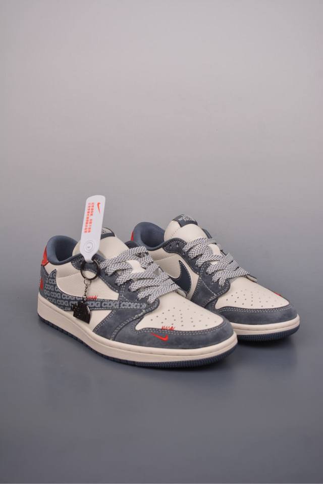390 Fragment X Travis Scott X 北面 Air Jordan 1 Low 三方联名倒钩 性价比原盒出货 全新的三方联名低帮倒钩鞋面延