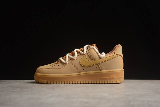 340 Nk Air Force 1'07 Low 解构麦色 空军一号低帮休闲板鞋 Cj9197-102 #设计灵感来源于美拉德色系，整双鞋子采用解构绑带设计，