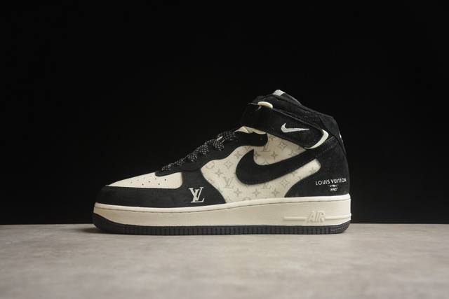 260 Nk Air Force 1'07 Mid Lv联名-米白黑印花 空军一号中帮休闲鞋 Dv9988-100 原楦头原纸板 打造纯正空军版型#专注外贸渠道