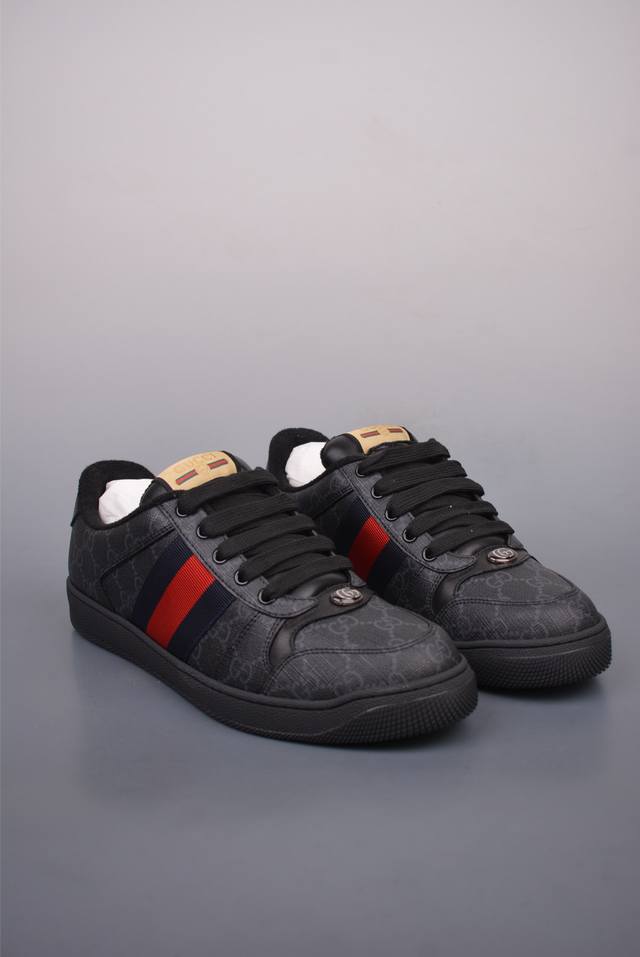 590 Gucci 古驰 Screener 运动休闲时装奢侈品系列 Gg珐琅扣 擦脏做旧小脏鞋 纯原级别 历时三个月原版一比一开发 市面所售最强一梯队 全新升