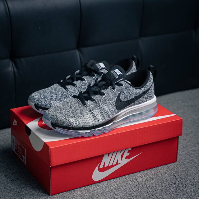 270 核心私 Nike Air Max Flyknit 2014 耐磨轻便 织物减震防滑透气轻便 低帮跑步鞋 蒸汽大气垫百搭休闲运动慢跑鞋/耐克 原档案Fly