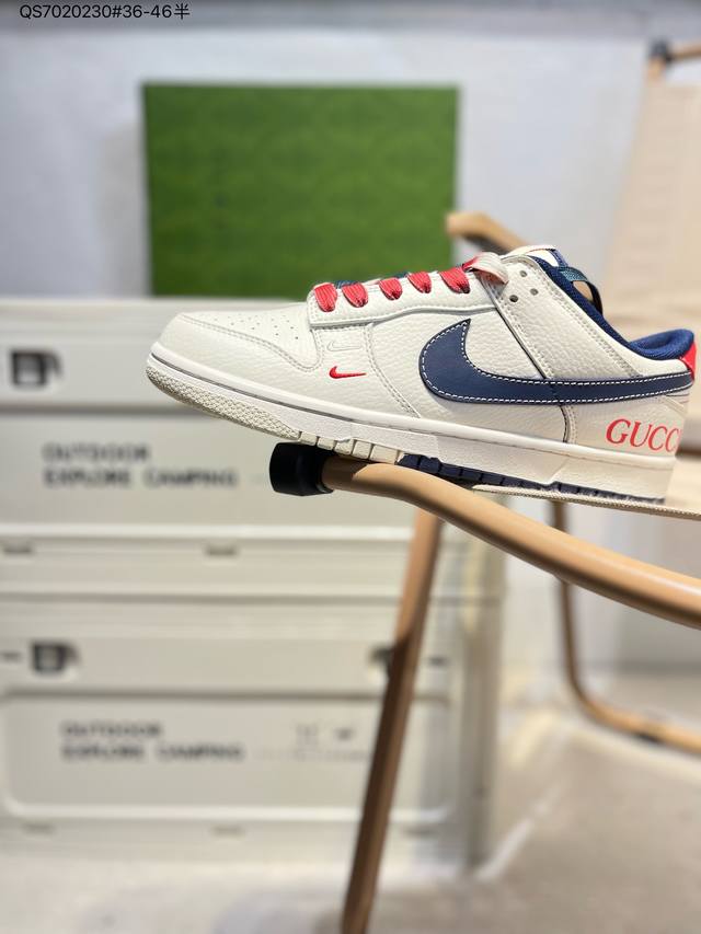 200 创意定制联名配色,经典美系街头品牌-至高无上 古驰Gucci X Nike By You Sb Dunk Low Retro Sp扣篮系列低帮休闲运动滑