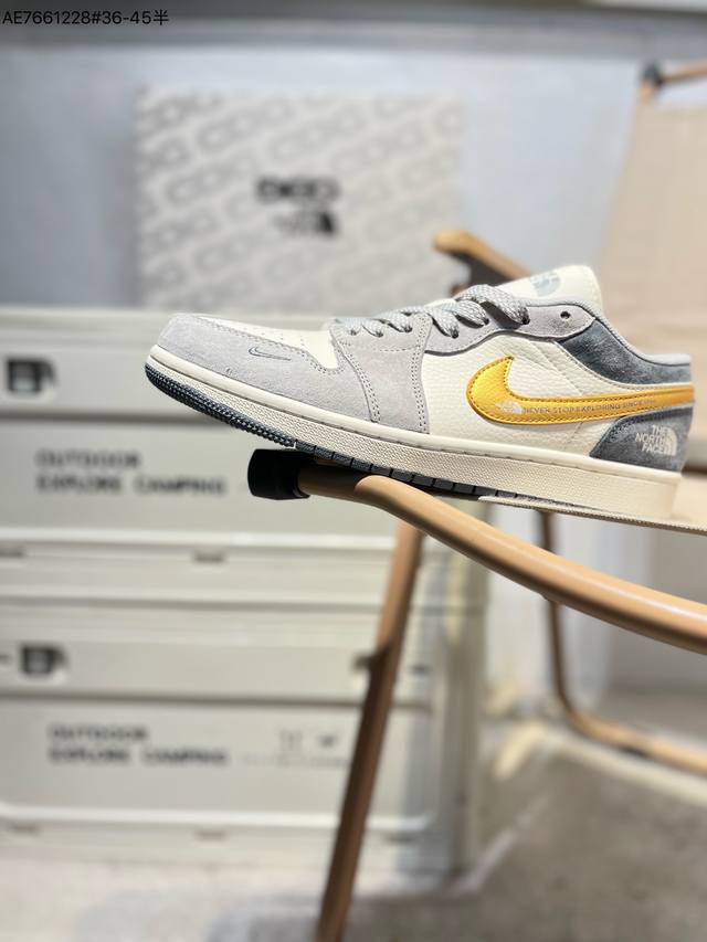 350 定制鞋盒 纯原大厂# 北面 X乔丹Air Jordan 1 Low Aj1低帮系列篮球鞋 官方同步配色 原装级产物 #拒绝公底 立体鞋型 细节完美 高清