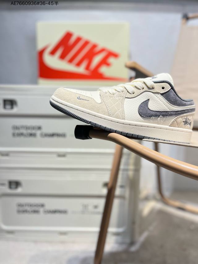 350 定制鞋盒 纯原大厂# 斯图西 X乔丹Air Jordan 1 Low Aj1低帮系列篮球鞋 官方同步配色 原装级产物 #拒绝公底 立体鞋型 细节完美 高