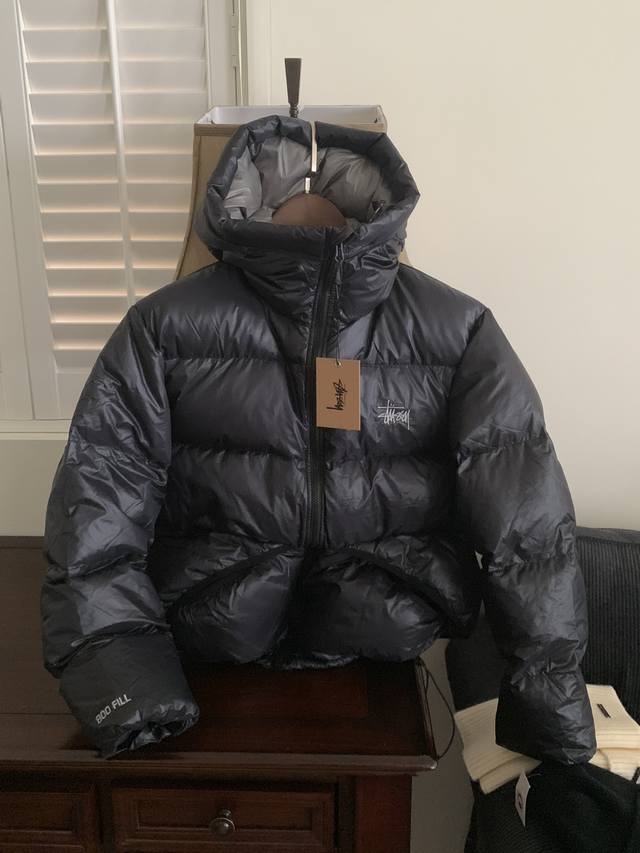 P 590 渠道优势 支持放店！ 【外贸保真版 斯图西】Stussy 24Fwmicro Ripstop Down Parka 斯图西百搭拉链连帽羽绒服 男女同