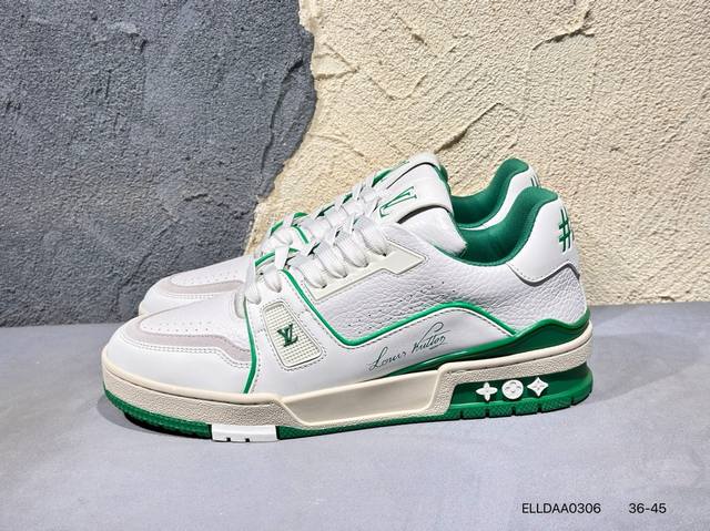 390 #新品上市实拍 全新Lv路易威登Louis Vuitton Trainer Sneaker Low休闲运动文化百搭篮球板鞋Elldaa0306
