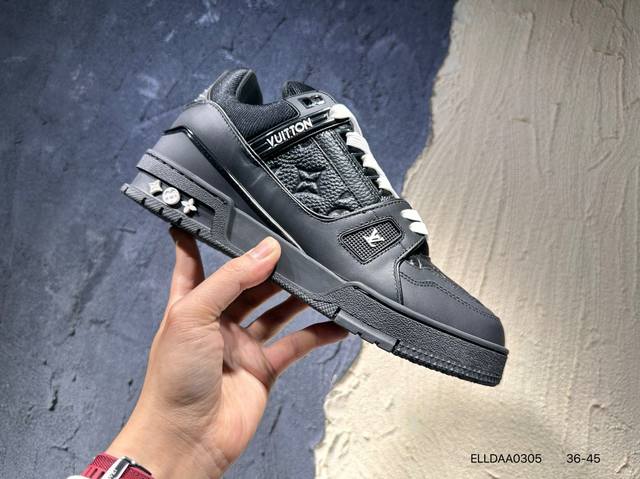 390 #新品上市实拍 全新Lv路易威登Louis Vuitton Trainer Sneaker Low休闲运动文化百搭篮球板鞋Elldaa0305
