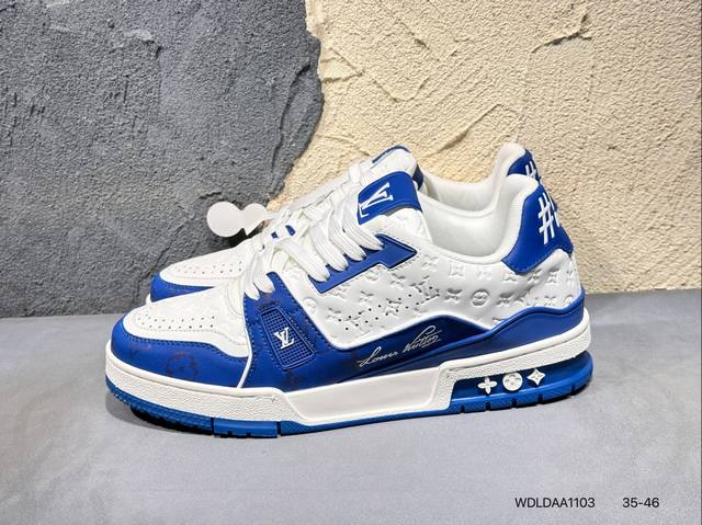 340 #新品上市实拍 全新Lv路易威登Louis Vuitton Trainer Sneaker Low休闲运动文化百搭篮球板鞋Wdldaa1103