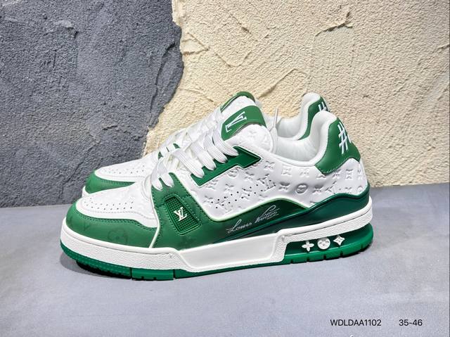 340 #新品上市实拍 全新Lv路易威登Louis Vuitton Trainer Sneaker Low休闲运动文化百搭篮球板鞋Wdldaa1102