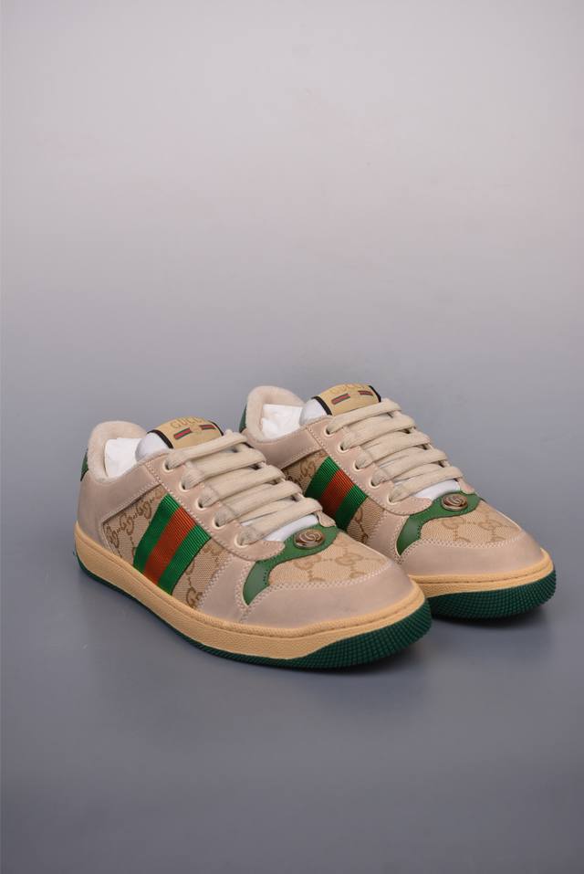 590 Gucci 古驰 Screener 运动休闲时装奢侈品系列 Gg珐琅扣 擦脏做旧小脏鞋 纯原级别 历时三个月原版一比一开发 市面所售最强一梯队 全新升