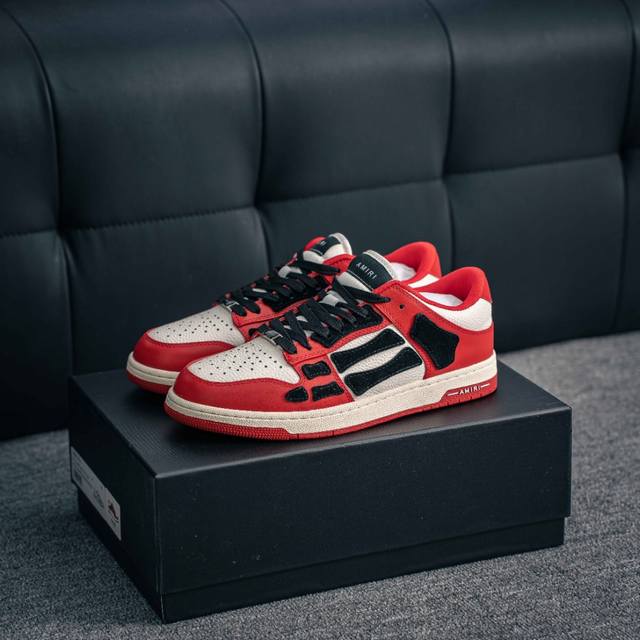 490 核心私 Amiri Skeleton High 广东大厂出品 骨骼鞋-Skel Top Sneakers低帮 洛杉矶街头之王 高奢·埃米尔 原装裸鞋级