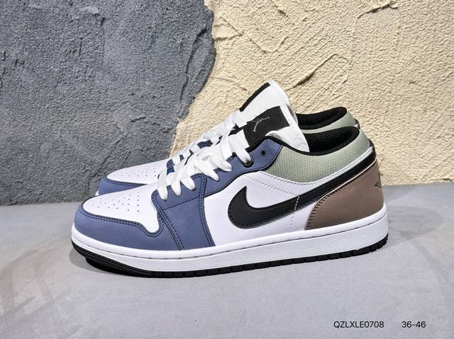 220 #新品上市实拍 Air Jordan 1 Low 低帮 蓝柠檬 Aj1 乔丹1代 Aj1 乔1 低邦 蓝黄拼接 乔丹篮球鞋系列 鞋身采用蓝色皮革勾勒轮廓