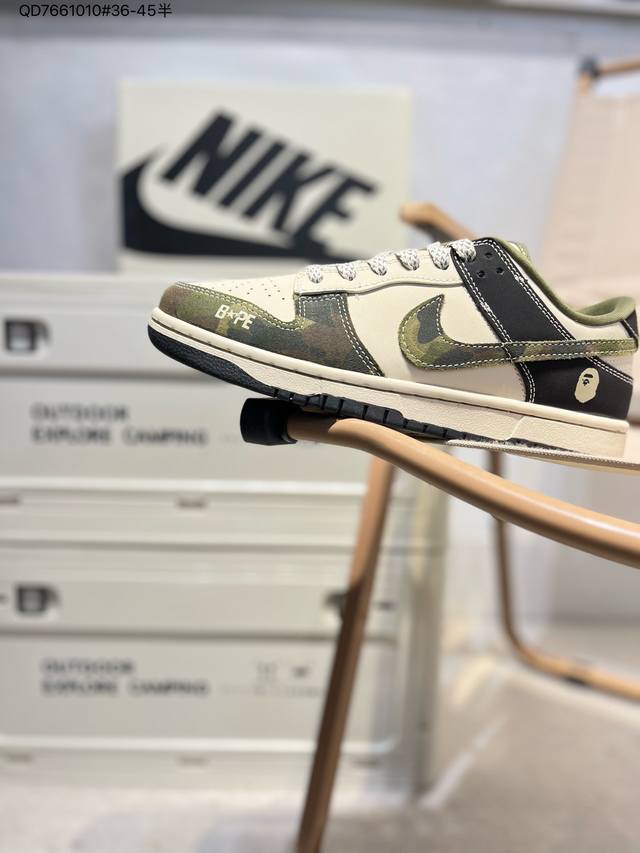 230 创意定制配色,日本里原宿潮流品牌A Bathing Ape安逸猿Bape X Nike Sb Dunk Low"Bape"扣篮系列低帮休闲运动滑板板鞋“