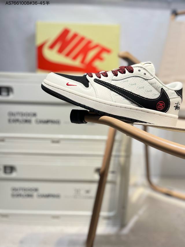 330 定制鞋盒 纯原大厂# 斯图西 X乔丹Air Jordan 1 Low Aj1低帮系列篮球鞋 官方同步配色 原装级产物 #拒绝公底 立体鞋型 细节完美 高