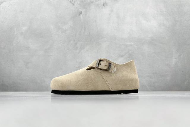 160 Ra 童鞋 博肯Birkenstock 栗色 勃肯全包系列 勃肯伦敦系列低帮牛皮绒面革平底复古软木休闲鞋！！！